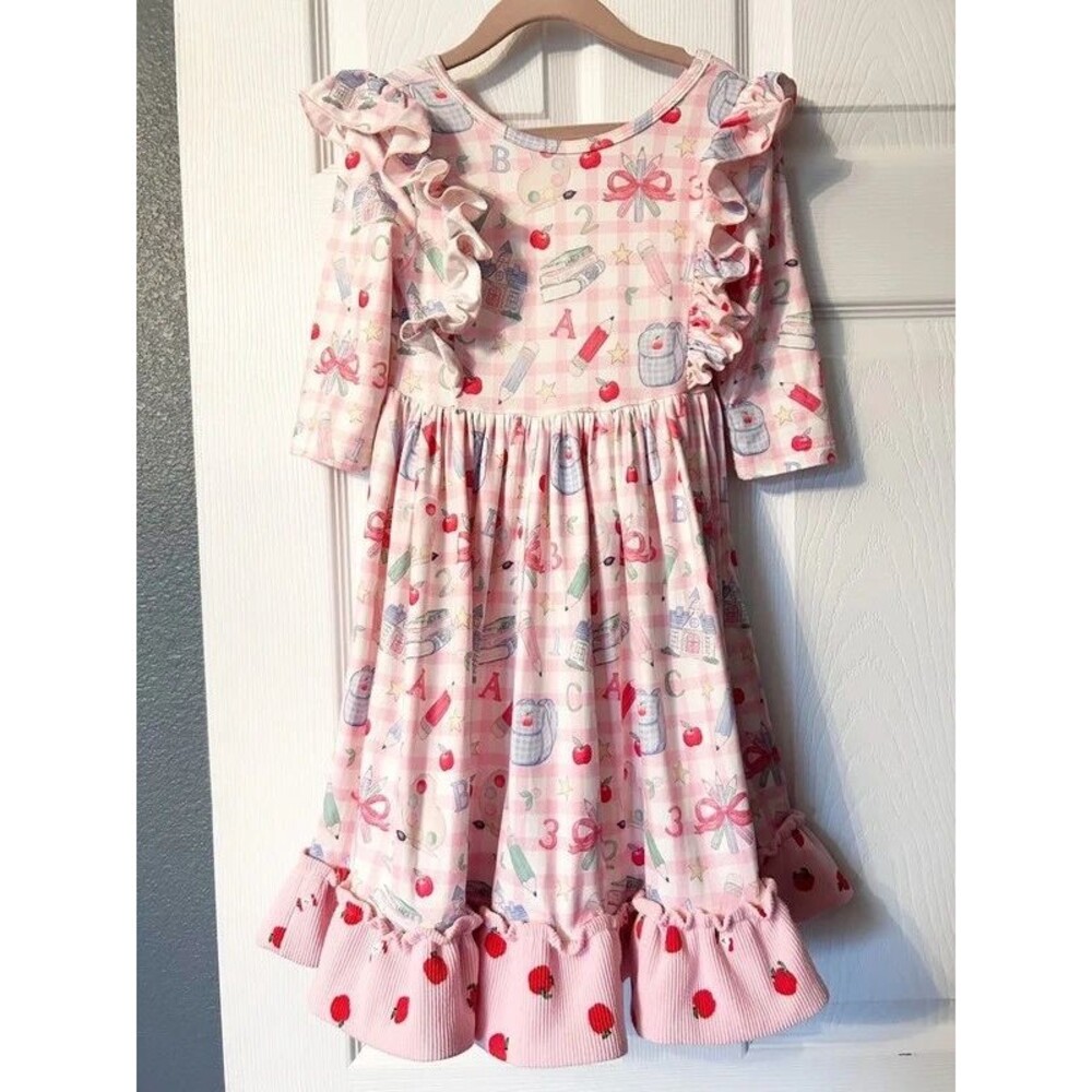 School Days 3/4 Ruffle Twirl Dress by Mila & Rose